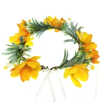 daisy flower headwear women hair accessories sun flower wreath crown headband hat decoration adjustable floral garlands