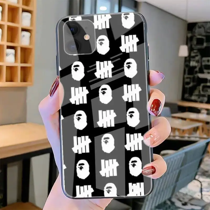 

B-bape Phone Case Tempered Glass For Iphone6plus 6S 7 7plus 8 X XS XSmax XR 11 12 Pro Max 12mini