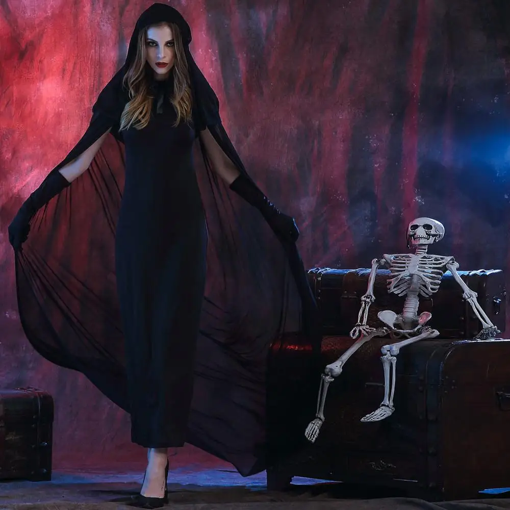 

Halloween Cosplay Costumes For Adult Women Scary Vampire Bride Costume Evening Party Hooded Cloak Dress Suit Drop shipping c
