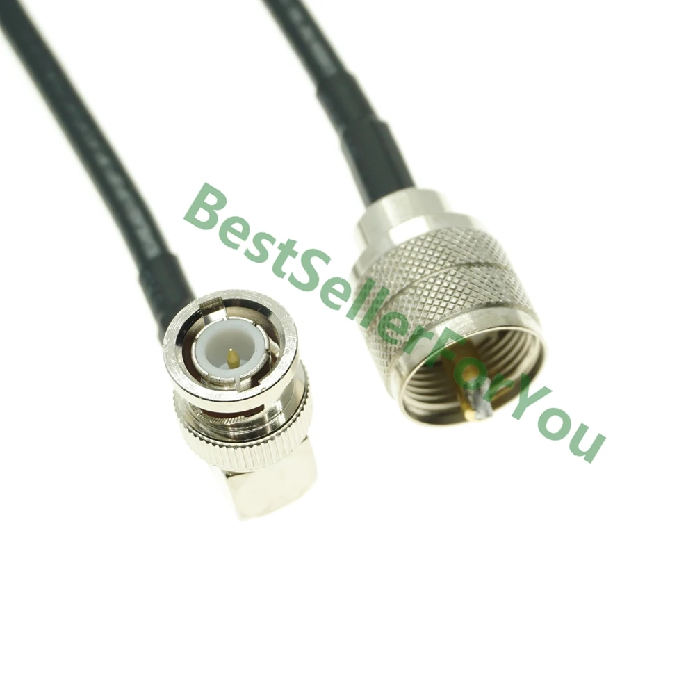 UHF MALE PL-259 PL259 Plug To BNC Male Right Angle Jumper Pigtail Coax RG58 Cable 15/30/50/100cm | Обустройство дома