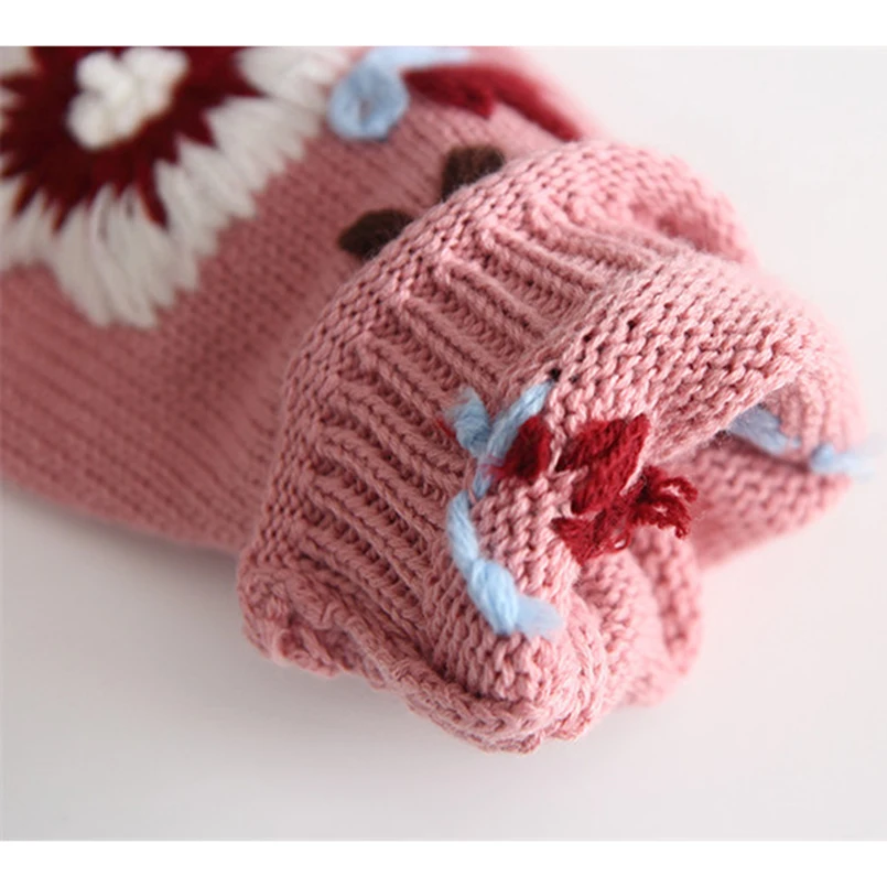 Детские свитера Хлопковые вязаные пуловеры свитеры с вышивкой и цветочным