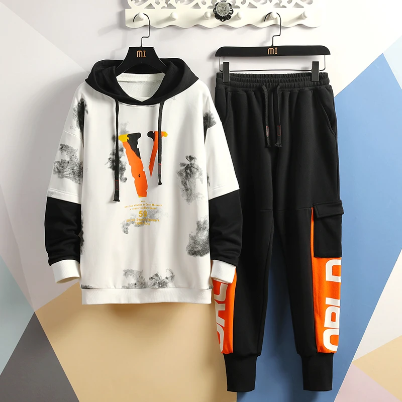 Fashion Mens Sportswear Casual Tracksuit HOODIES &amp Sweatshirt + Pants Trouers 2020 New Two Pieces Set Suits For Spring Autumn | Мужская