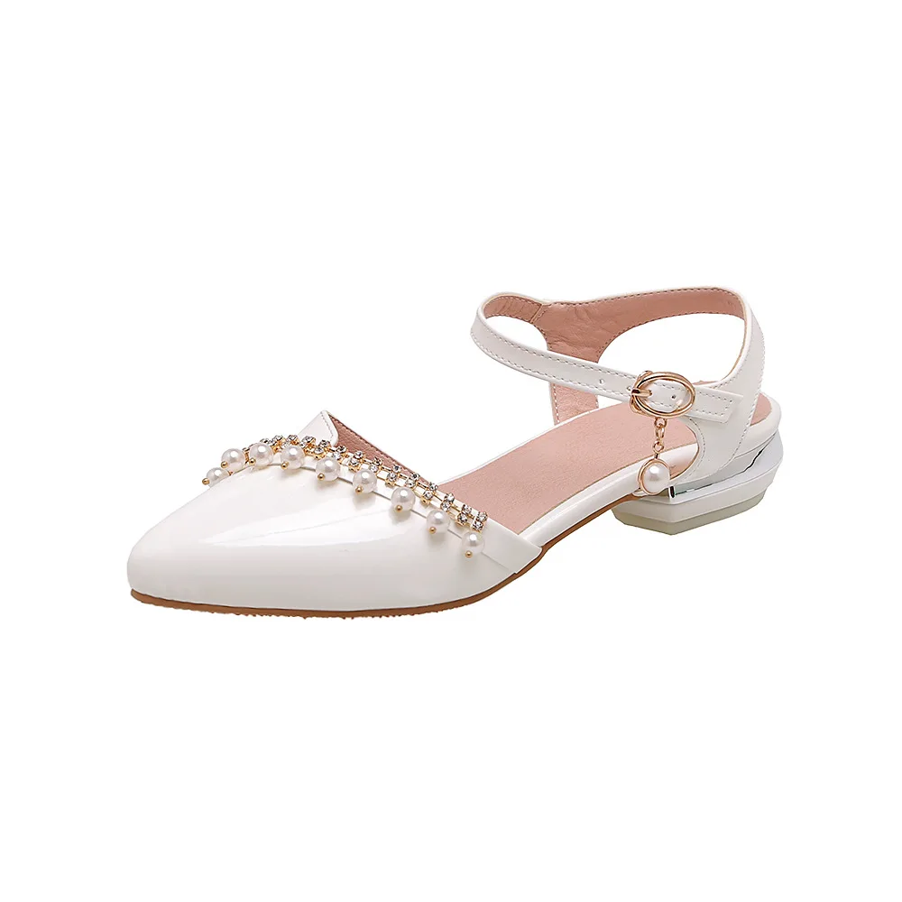 

2020 new spring and summer versatile thick heel low heel back empty sandals women's comfortable buckle women's shoes
