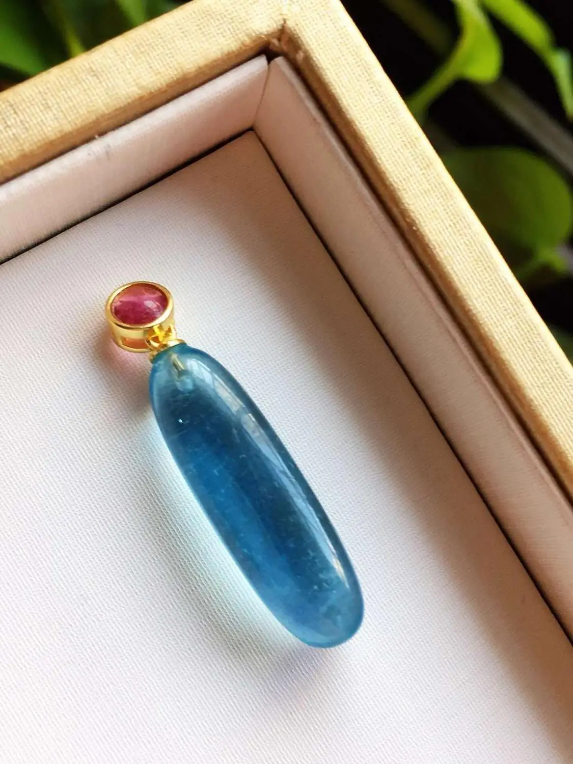 Аквамариновое ожерелье из натурального синего камня 28x9x8 мм с подвеской Подарок