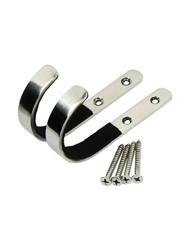 

1 Pair Of Stainless Steel Rack Hooks-silver Wall-mounted Storage Rack Anti-scratch Hook Hanger Rack | Shotgun Accessories