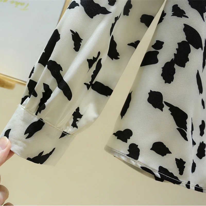 Женская шифоновая блузка с длинным рукавом Повседневная Блузка в Корейском