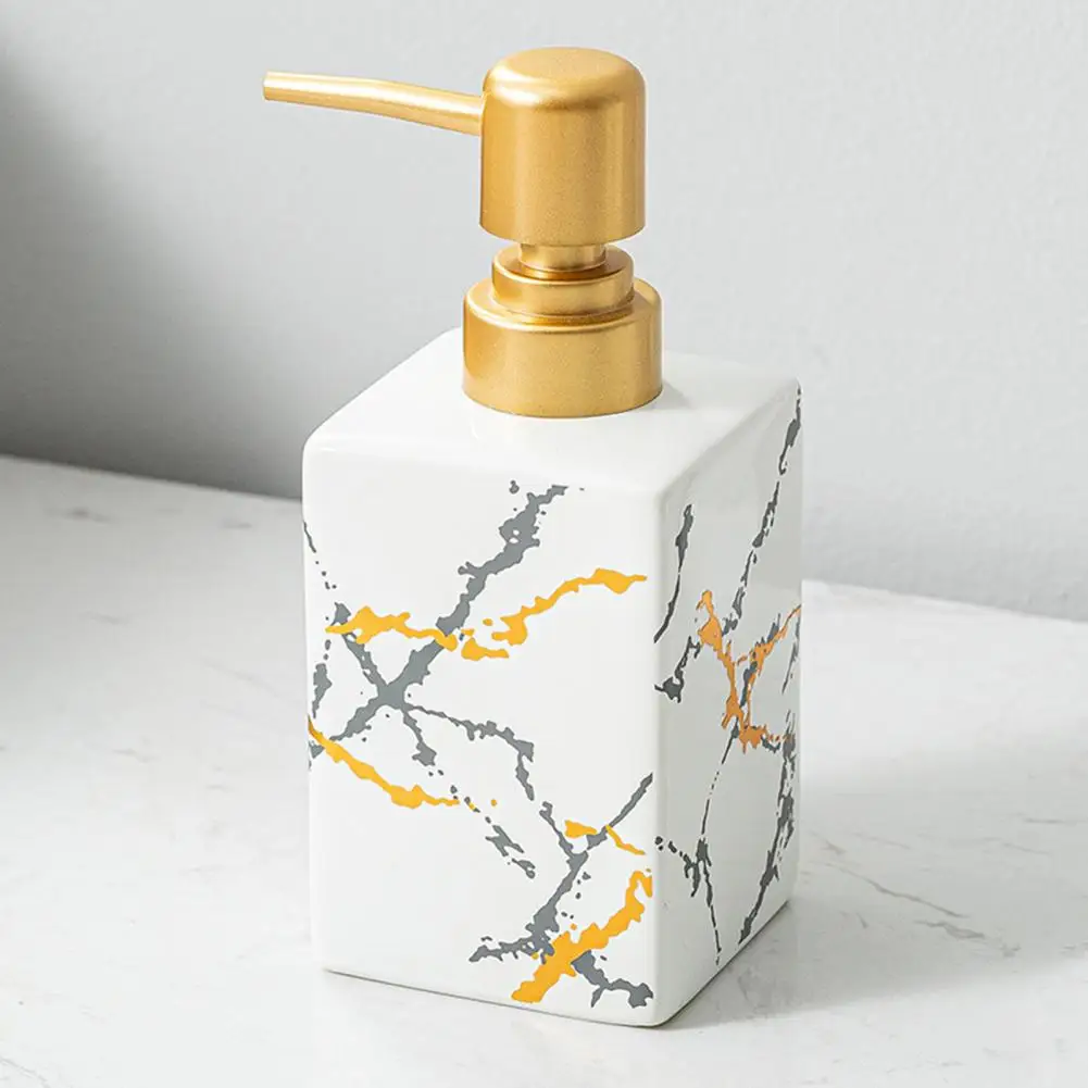 

320ML Square Shape Soap Dispenser Non-Slip Ceramic Shampoo Pump Bottle for Home