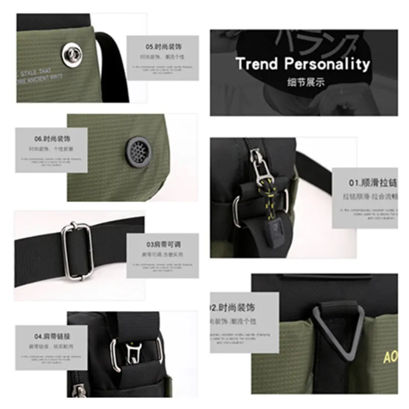 Scione Nylon Shoulder Bags Men Casual Travel Waterproof Single Bag men Sling Cross Body Messenger Male iPad |