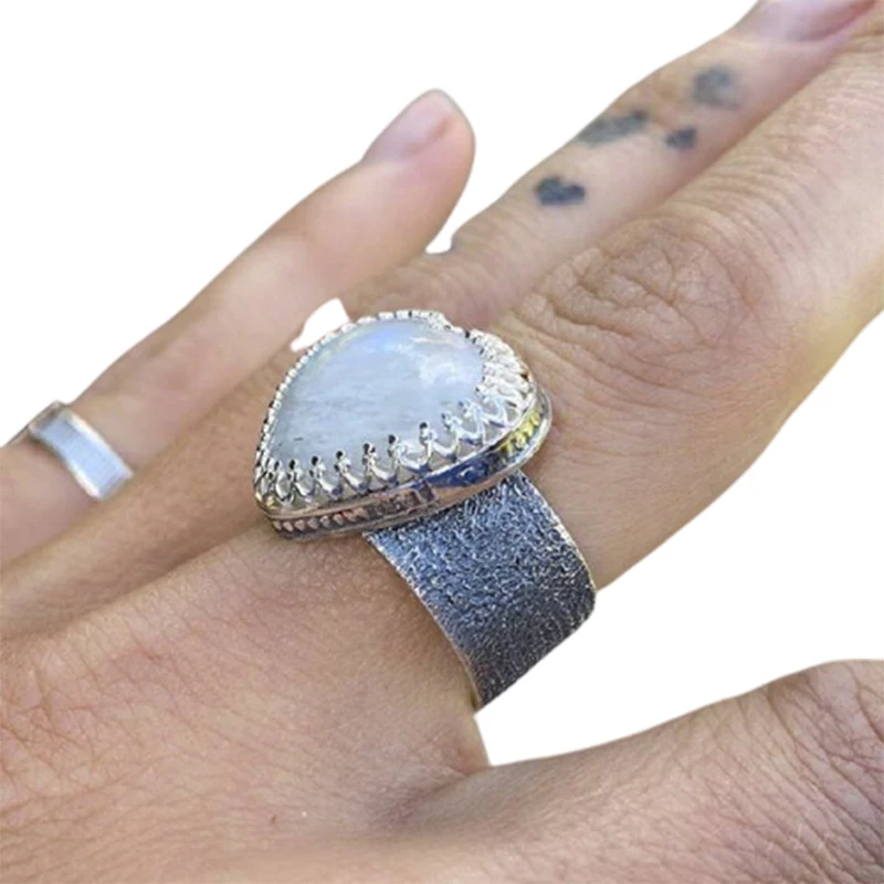 

2020 new high quality natural opal ring antique copper ring engagement Gem Ring Blue Quartz Ring female jewelry