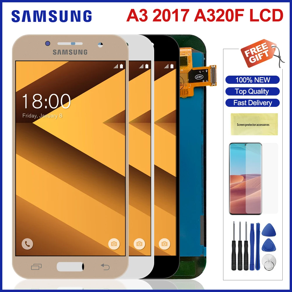 Дисплей с дигитайзером сенсорного экрана для Samsung Galaxy A3 2017 A320 регулируемая