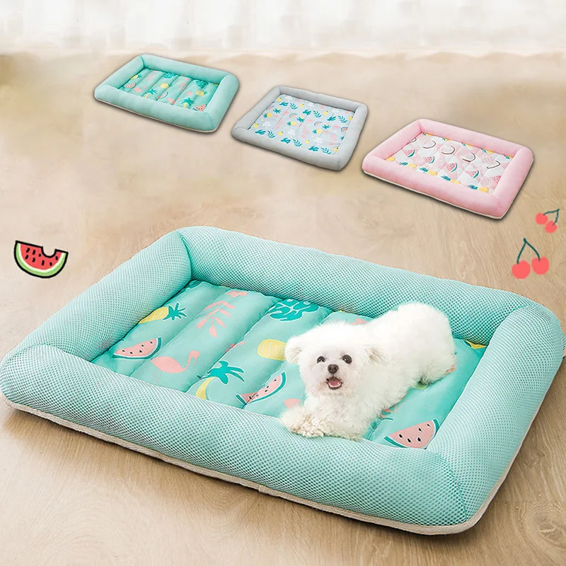 

2021 new Summer Cooling Pet Dog Mat Ice Pad Dog Sleeping Mats For Dogs Cats Pet Kennel Top Quality Cool Cold Silk Bed