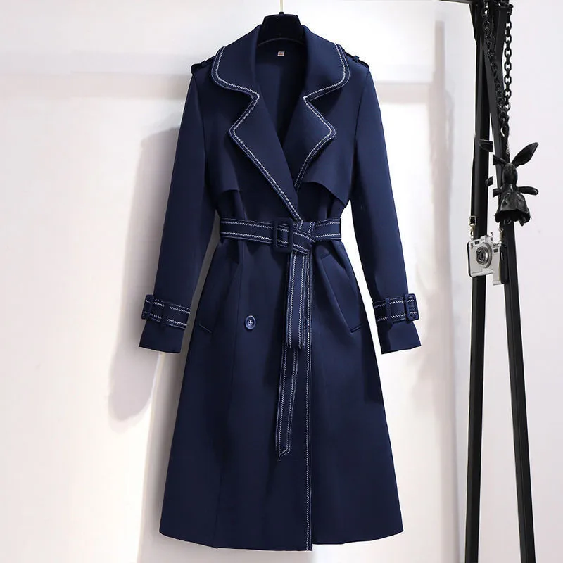 

Autumn Overcoat Women Coat Loose Women Mid-Length Long Sleeve Collar Suit Collar Cardigan Belt Slim Windbreaker Coat TT0234