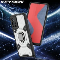 keysion shockproof armor case for redmi note 11 5g 11 proplus transparent ring stand phone back cover for xiaomi poco m4 pro 5g