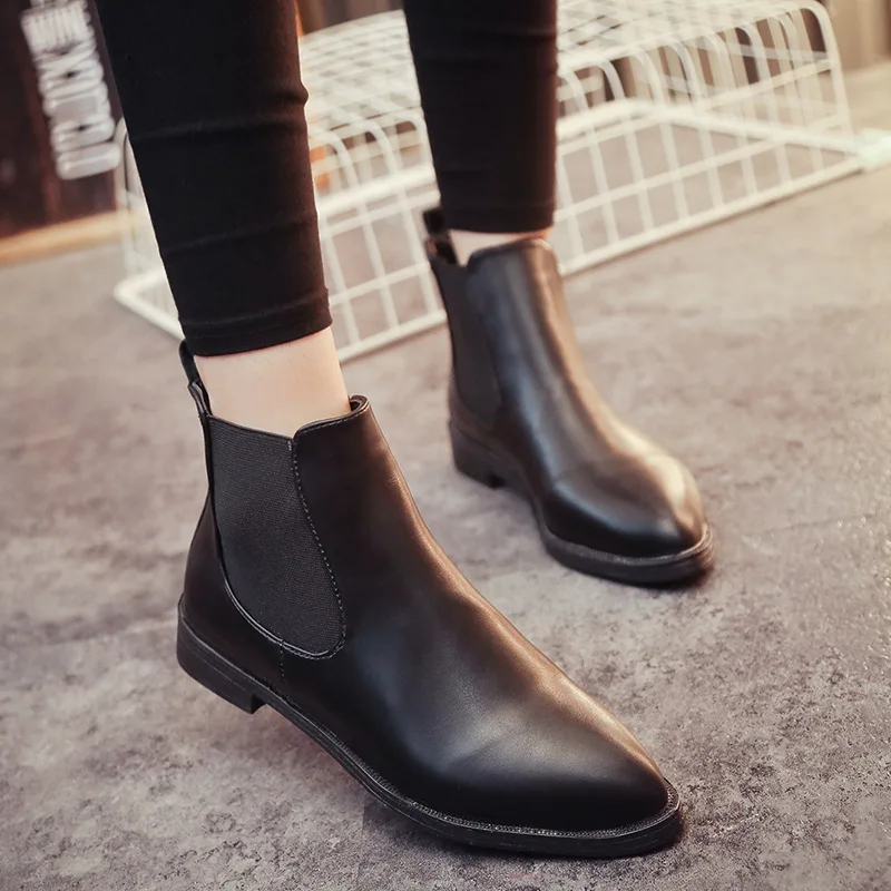 Женские ботинки на молнии Черные ботильоны высоком устойчивом каблуке с острым