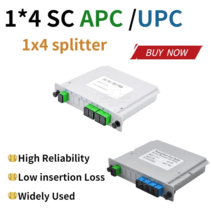 Splitter 10pcs/lot SC UPC/APC 1X4 Fiber Optic FTTH cassette box Optical Coupler SC UPC PLC 1X4 fiber splitter Box