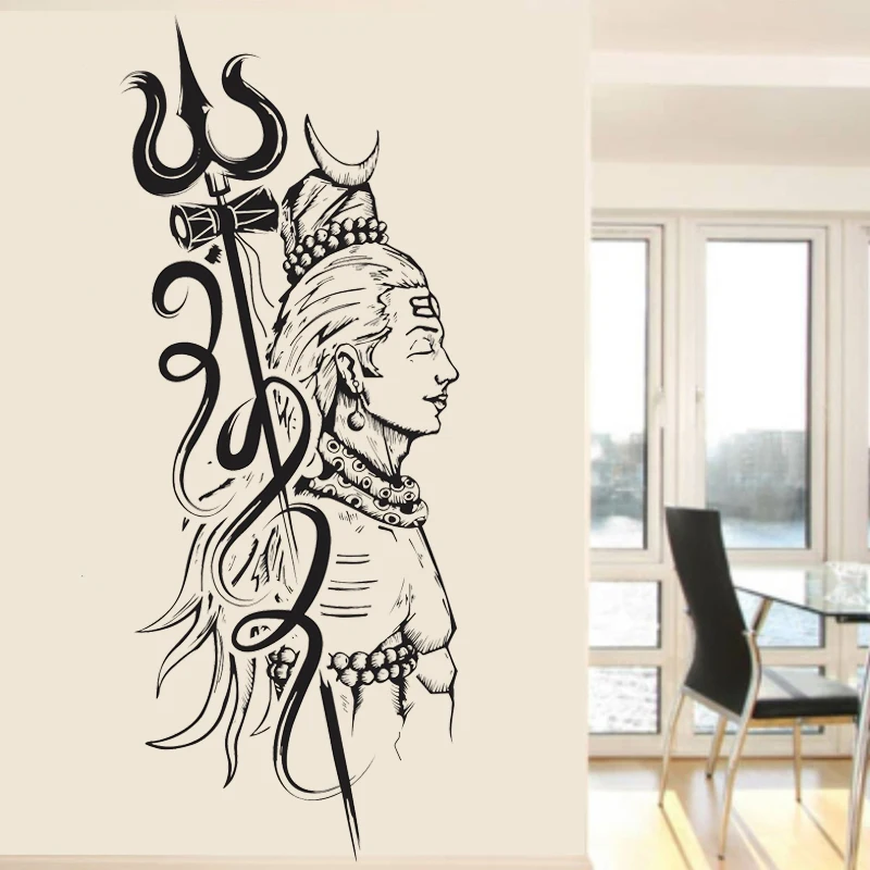 

Indian Shiva Wall Stickers Home Decor Living Room High Quality Vinyl Hinduism God Wall Decals Art F-25