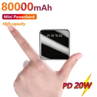 mini power bank 80000mah with digital display fast charging portable small pocket external flashlight charger for iphone xiaomi
