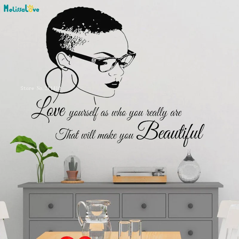 Короткие волосы красивая Африканская женщина Наклейка на стену Изысканная