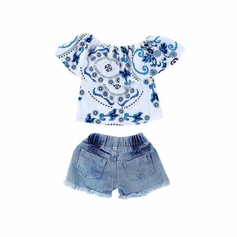 1-4T toddler clothes for baby girl clothing flower printed sets 2019 infants summer 2 pieces outfit |
