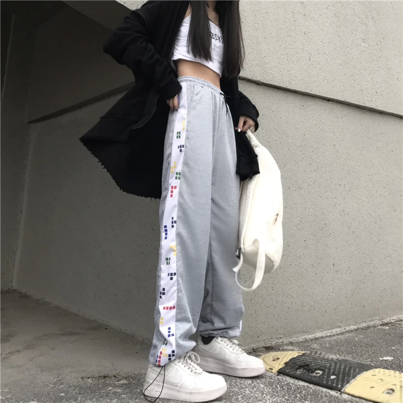 

Универсальные модные штаны для студентов, новинка 2021, индивидуальные штаны с квадратным принтом розы в русском стиле