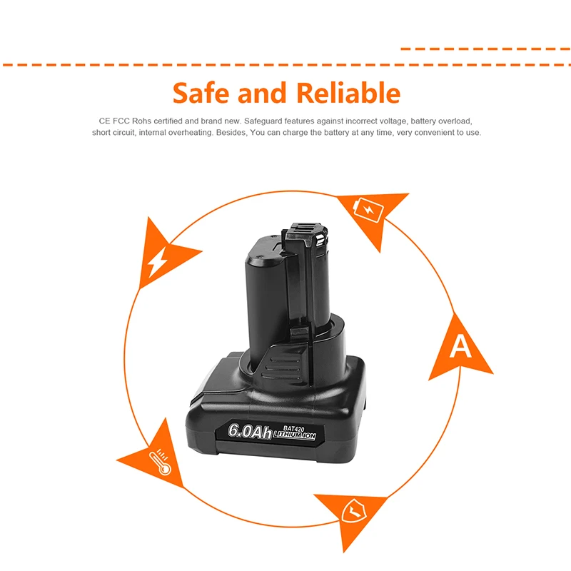 6.0Ah Замена для Bosch 10 8 V/12V Batttery BAT411 BAT411A BAT412 BAT412A BAT413 BAT413A BAT414 D-70745 2607336013 26073360 |