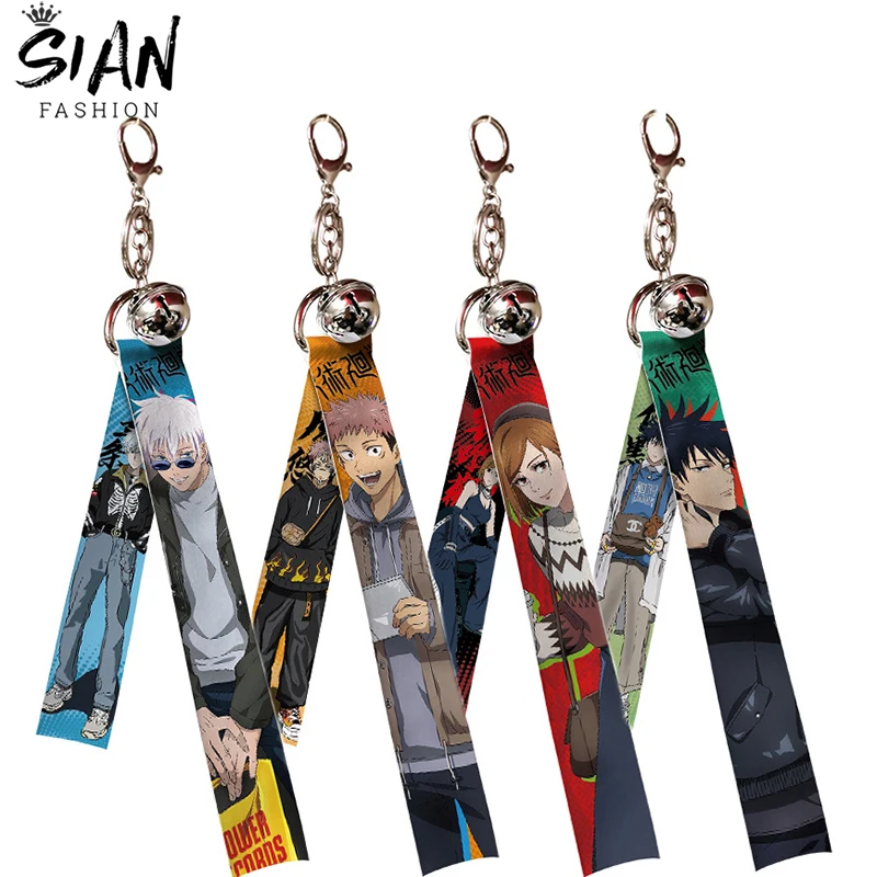 

Jujutsu Kaisen Streamer Bells Keychains Ribbon Lanyard Keycord Holder Yuji Itadori Gojo Satoru Fushiguro Cosplay Keyring Jewelry