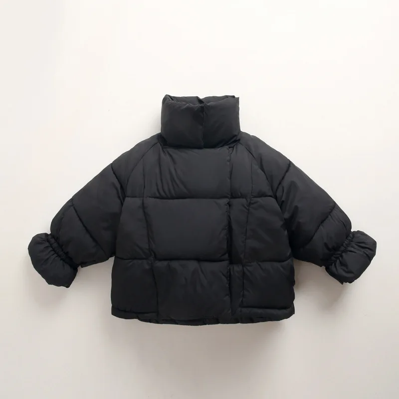 Детский однотонный пуховик с воротником стойкой на молнии|Пальто и парки| |