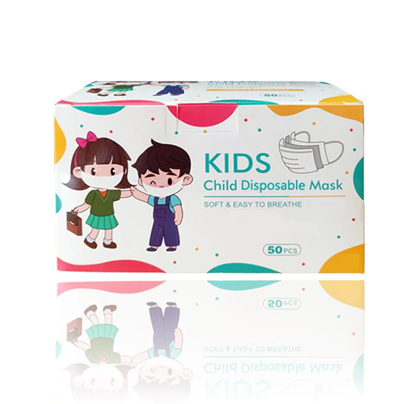 

50PCS/BOX Children Disposable Face Mask Mouth Cover Cartoon Painting Three-Layers Non-Woven Protective For Kids Christmas Gift
