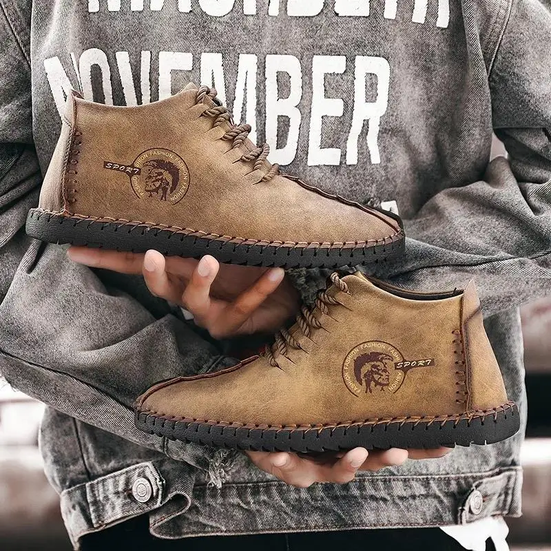 

Men Boots 2020 Autumn Men's Sneakers Winter Plush Warm Men Casual Shoes Knitted High Tops Vulcanized Sneakers Male Footwear