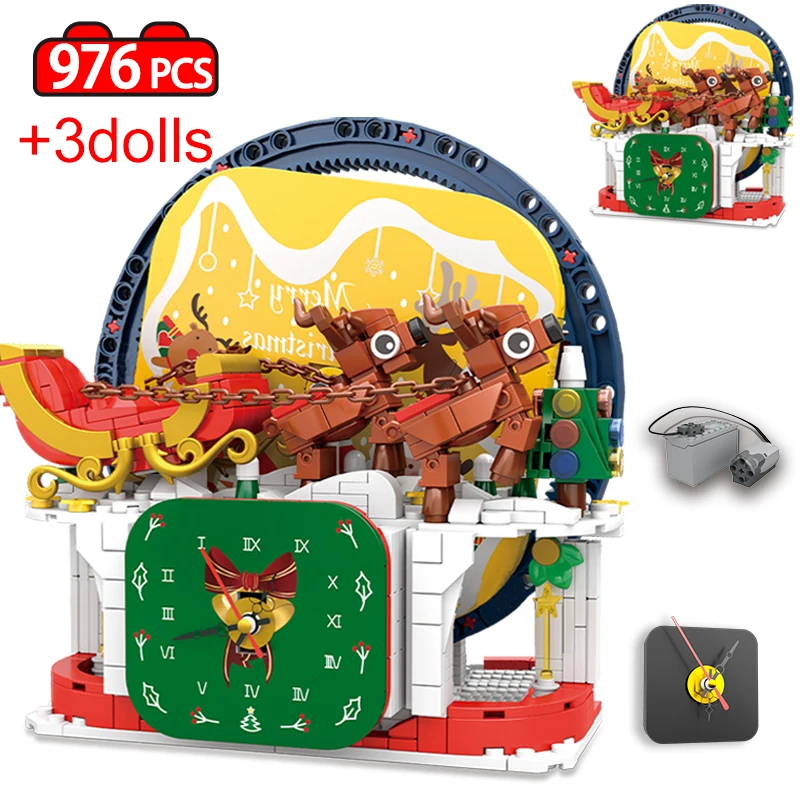 

976pcs City Time Christmas Cottage Architecture Building Blocks Clock Friends Home Decoration DIY Bricks Toys for Kids Xmas Gift