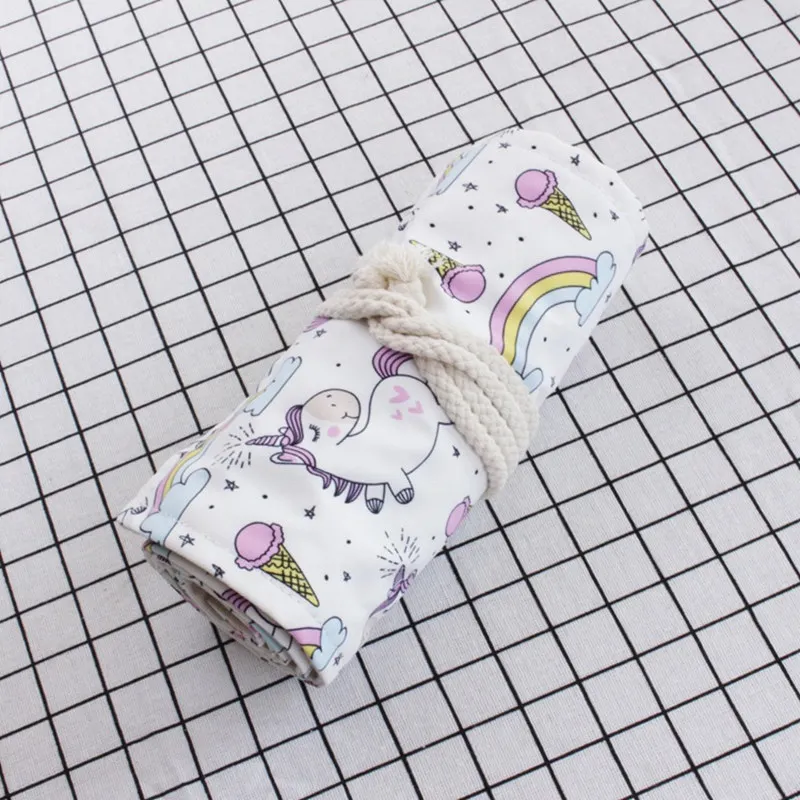 unicorn 72 Holes Карандаш Чехол 36/48/72 Отверстия kalemlik холст Обёрточная бумага Roll Up карандаш пенал для ручек держатель Чехол чехол для хранения Портативный школьные канцелярские принадлежности - Цвет: unicorn 72 Holes