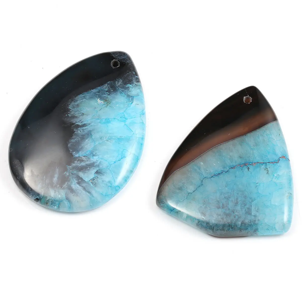 

5pcs/Lot Natural Stone Pendant Charms Black Blue Color Striped Agates Pendants For DIY Jewelry Making Necklace Gift