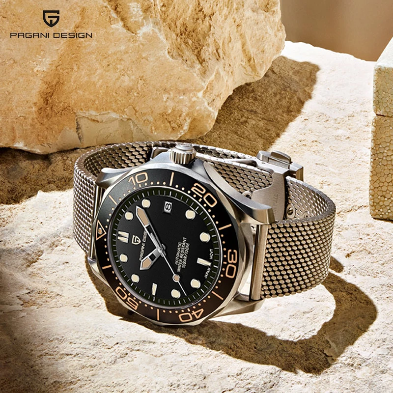 PAGANI DESIGN 2021 New Mesh belt 007 men automatic watches NH35 men mechanical wristwatch curved sapphire glass Top Brand