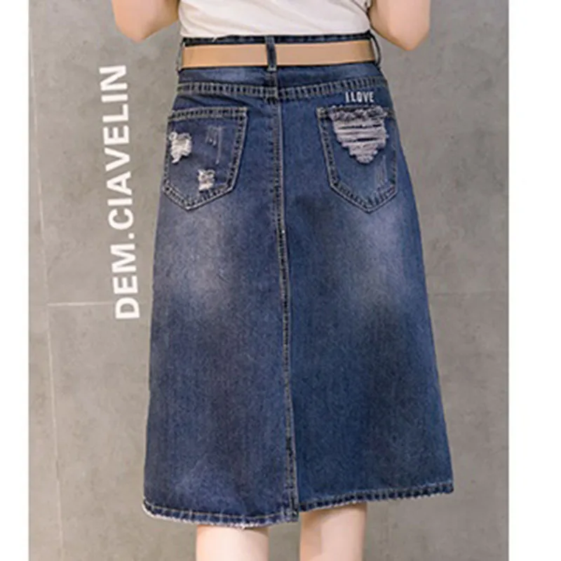 Женская джинсовая юбка Корейская винтажная Сексуальная размера плюс базовая