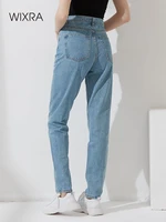 wixra basic women jeans harem pants plus size female streetwear vintage quality high waist femme long denim trousers
