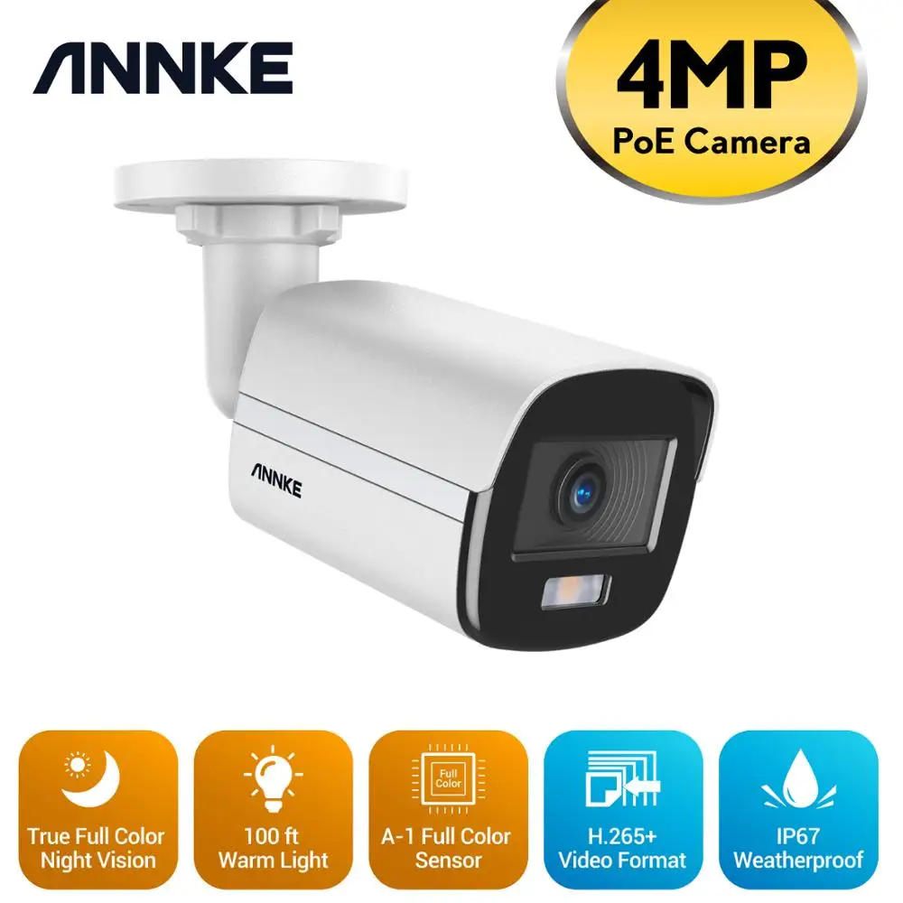 ANNKE 4MP Ace полный Цвет Ночное видение POE IP Камера H.265 + видео Камеры Скрытого