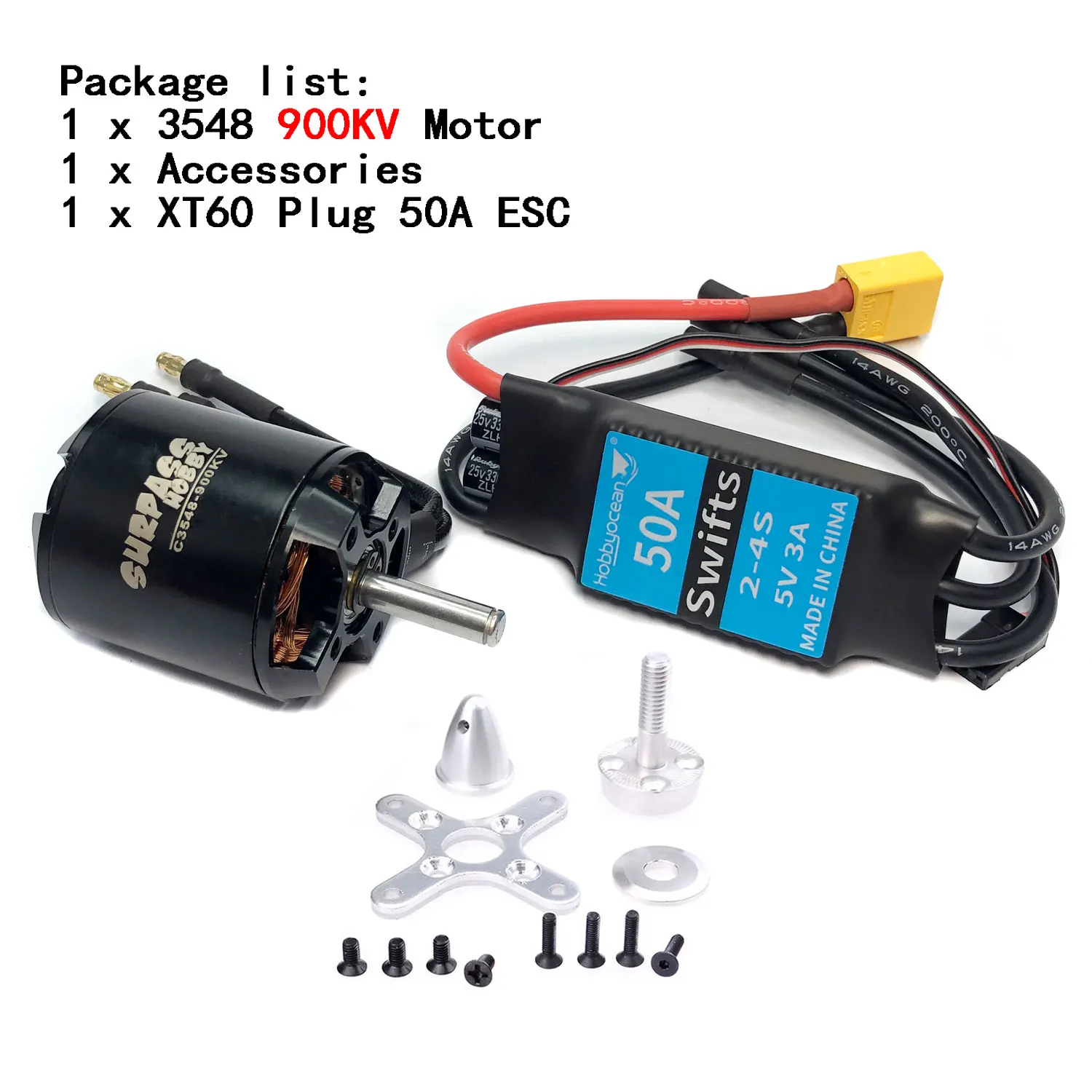 Surpass Hobby C3548 2826 900KV + HobbyOcean 50A Swifts 2-4S 5V 3A ESC