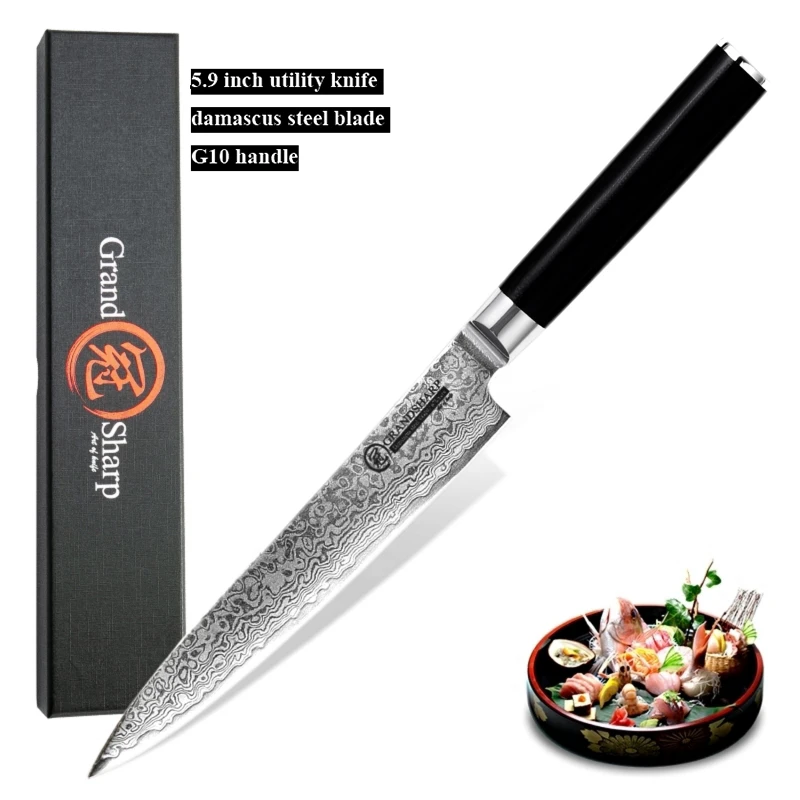 Дамасский кухонный нож 5 9 дюймов для кухни японский vg10 Дамасская сталь кухонные