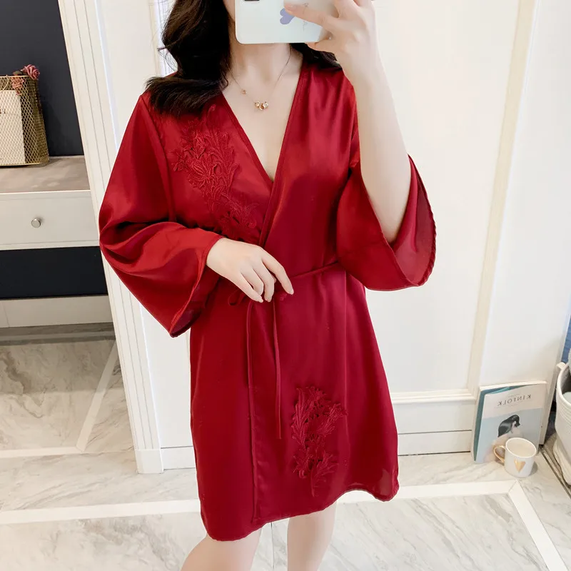 Атласное свадебное платье невесты с длинным рукавом кружевное кимоно летнее