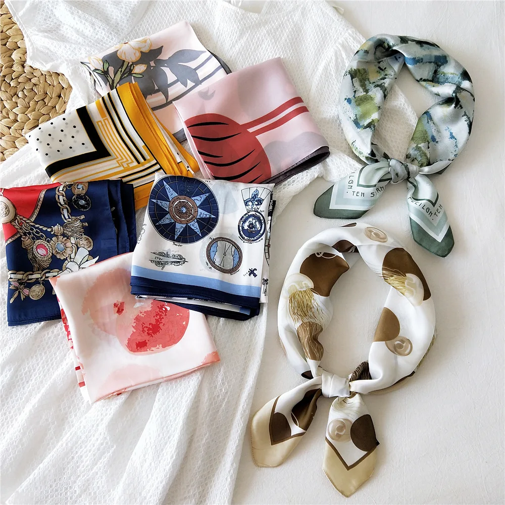 

70 Small Square Scarves Silk Scarves Spring and Winter Neckwear Korean Decorative Scarves Stewardess Scarves