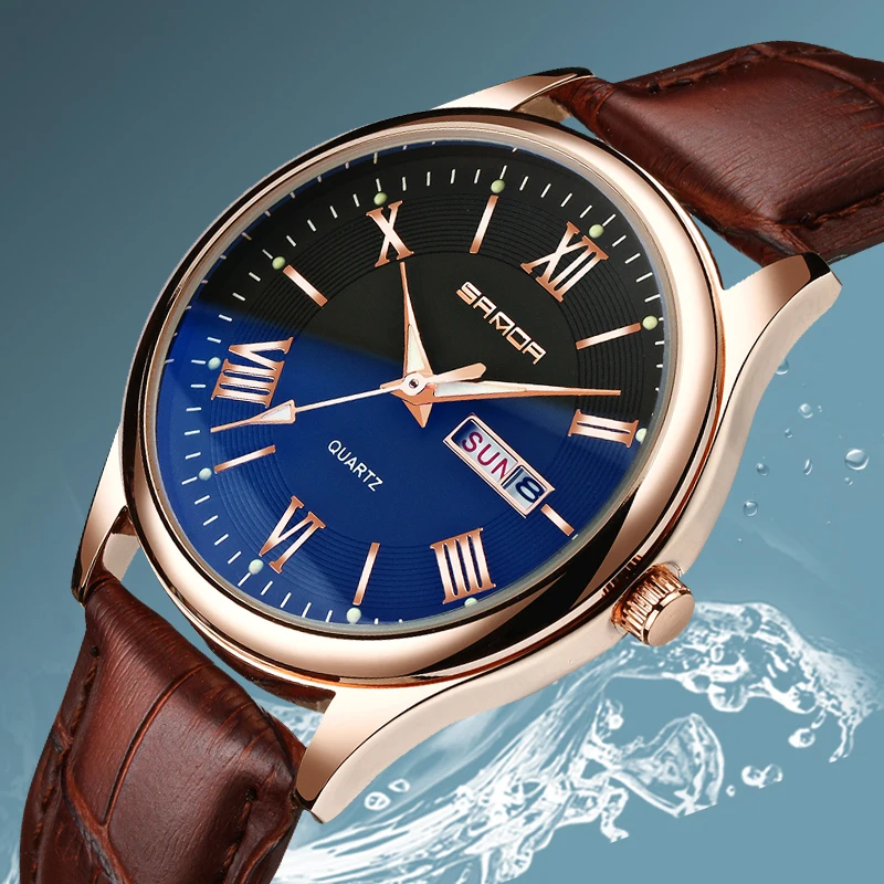 

2019 SANDA Luminous Quartz Watch Men Watches Business Black Leather Wristwatch Luxury Male Clock Geneva Relogio Masculino