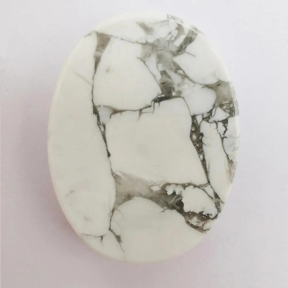 Овальный Кабошон из белого камня Howlite размер 40x30 мм бижутерия 1 шт. H102 | Украшения и