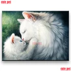 Полная квадратная круглая Алмазная картина сделай сам, искусство, белые котята, 5D алмазная Вышивка крестиком, стразы, Декор