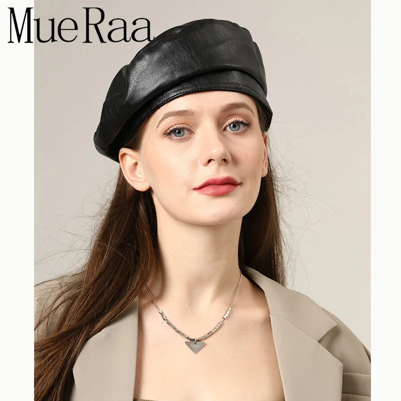 Модный кожаный весенне-осенний берет в Корейском стиле для женщин и девушек