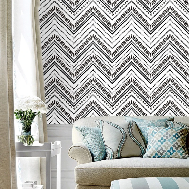 

Утолщенные обои с геометрическим волнистым узором в скандинавском стиле, настенные водонепроницаемые наклейки из ПВХ для спальни, фона под...