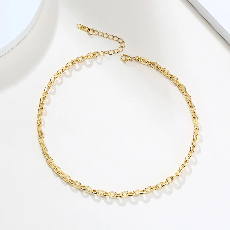 Золотистое Ожерелье-цепочка ROLO для женщин 5 мм из нержавеющей стали 15 7 дюйма |