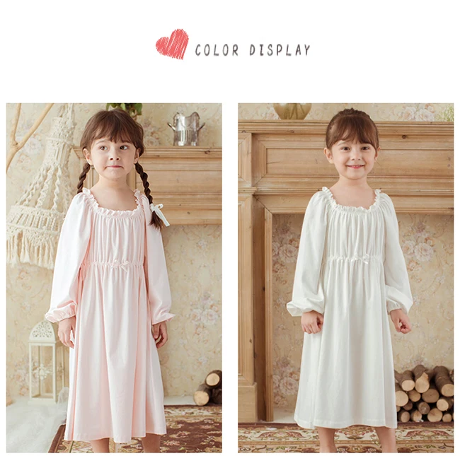 Детское платье лолиты для девочек пижамы принцессы винтажные ночные рубашки с