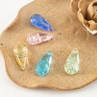 5pcs teardrop 23x8mm handmade carved lampwork glass loose pendants beads for jewelry making diy crafts findings