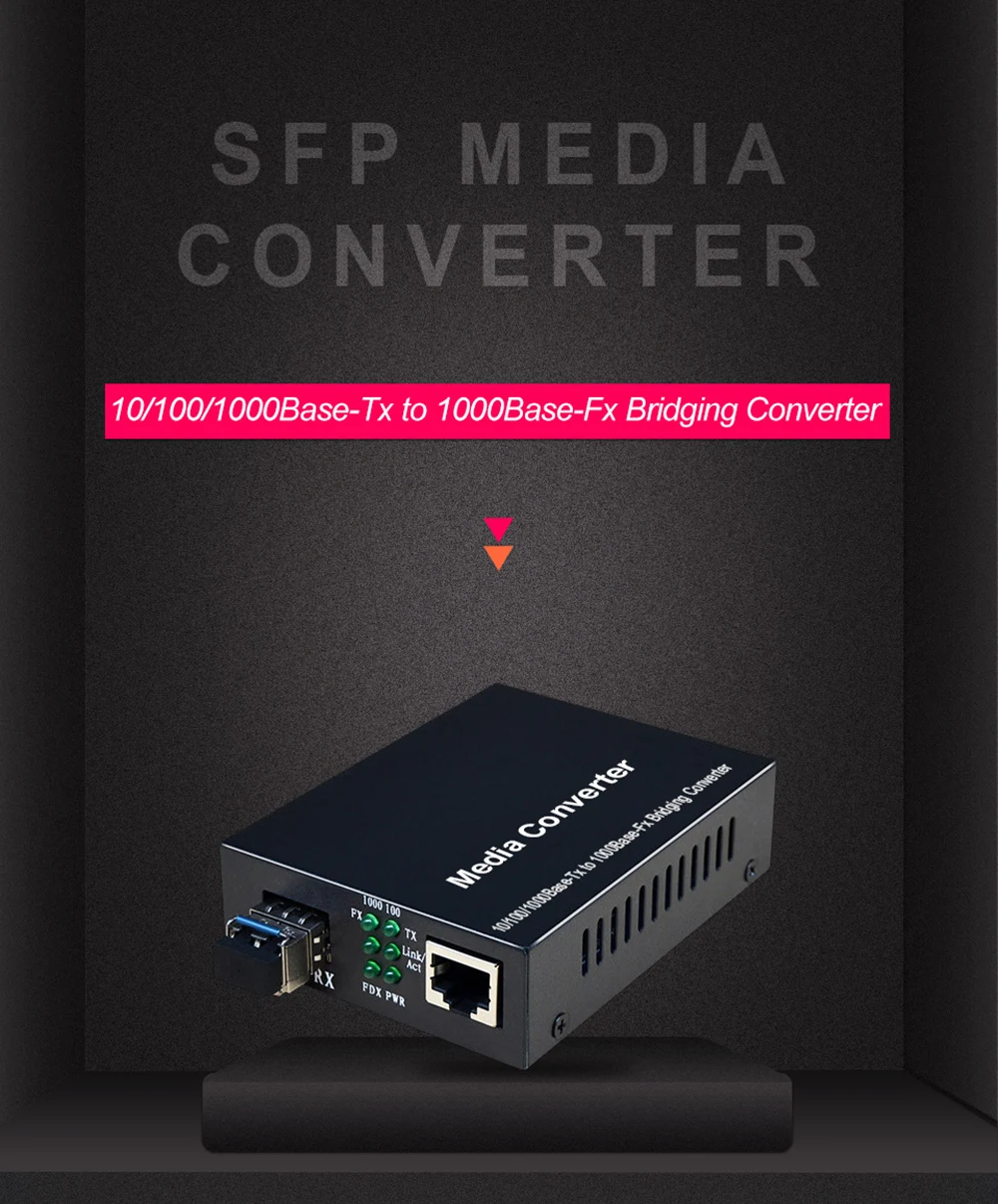 1 пара = 2 шт. Гигабитный оптический медиаконвертер SFP в RJ45 Оптоволоконный коммутатор Fibra Optica 1000 Мбит / с SFP Волоконно-оптический трансивер с модулем SFP SC / LC Совместим с Mikrotik Cisco Ethernet Switch
