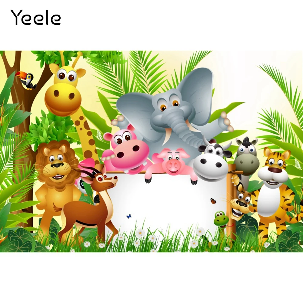 

Фон для фотосъемки детей Yeele, день рождения, фон с изображением джунглей, животных, портретный фон, фотография для ребенка, реквизит для фото...